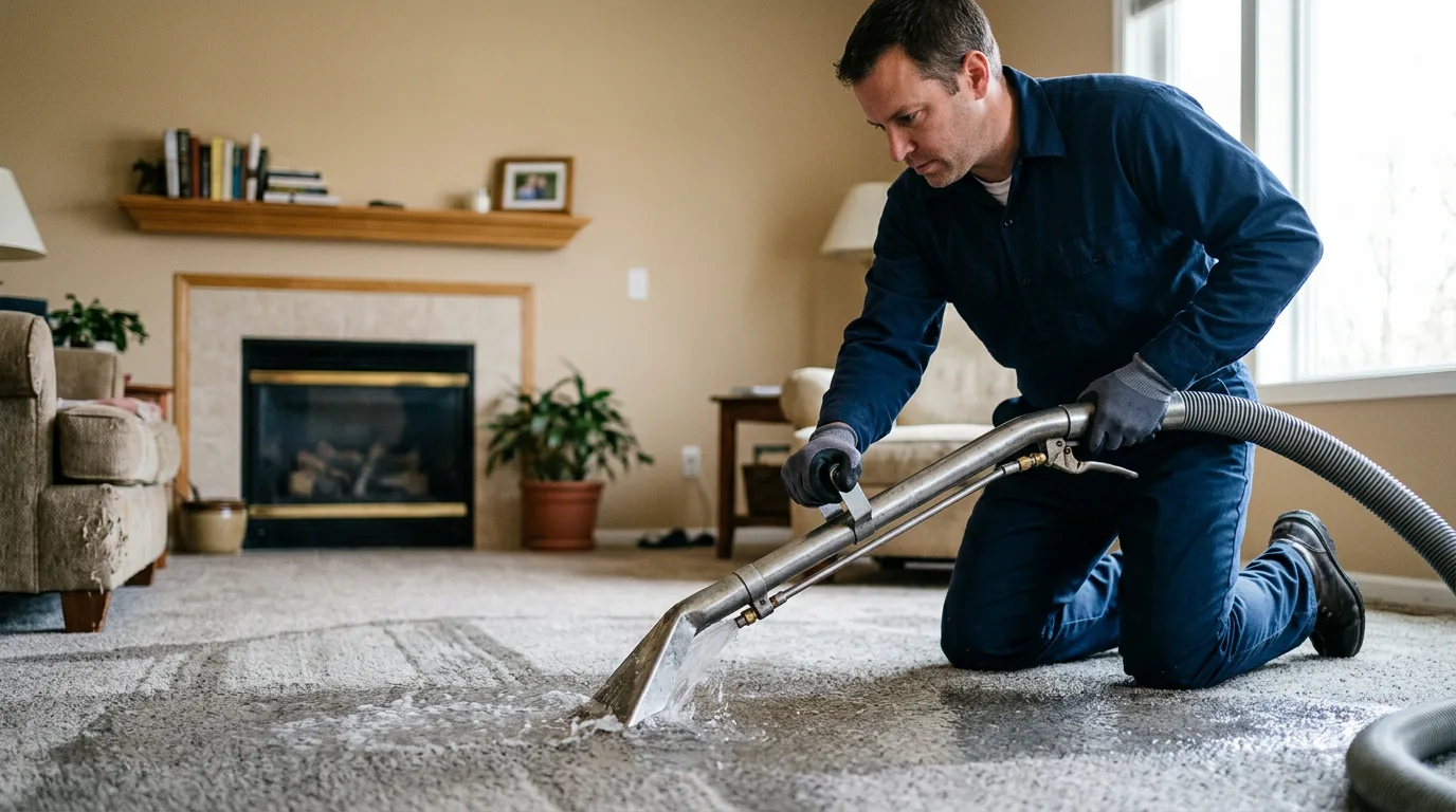 Water damage restoration technician working near Brookport, IL